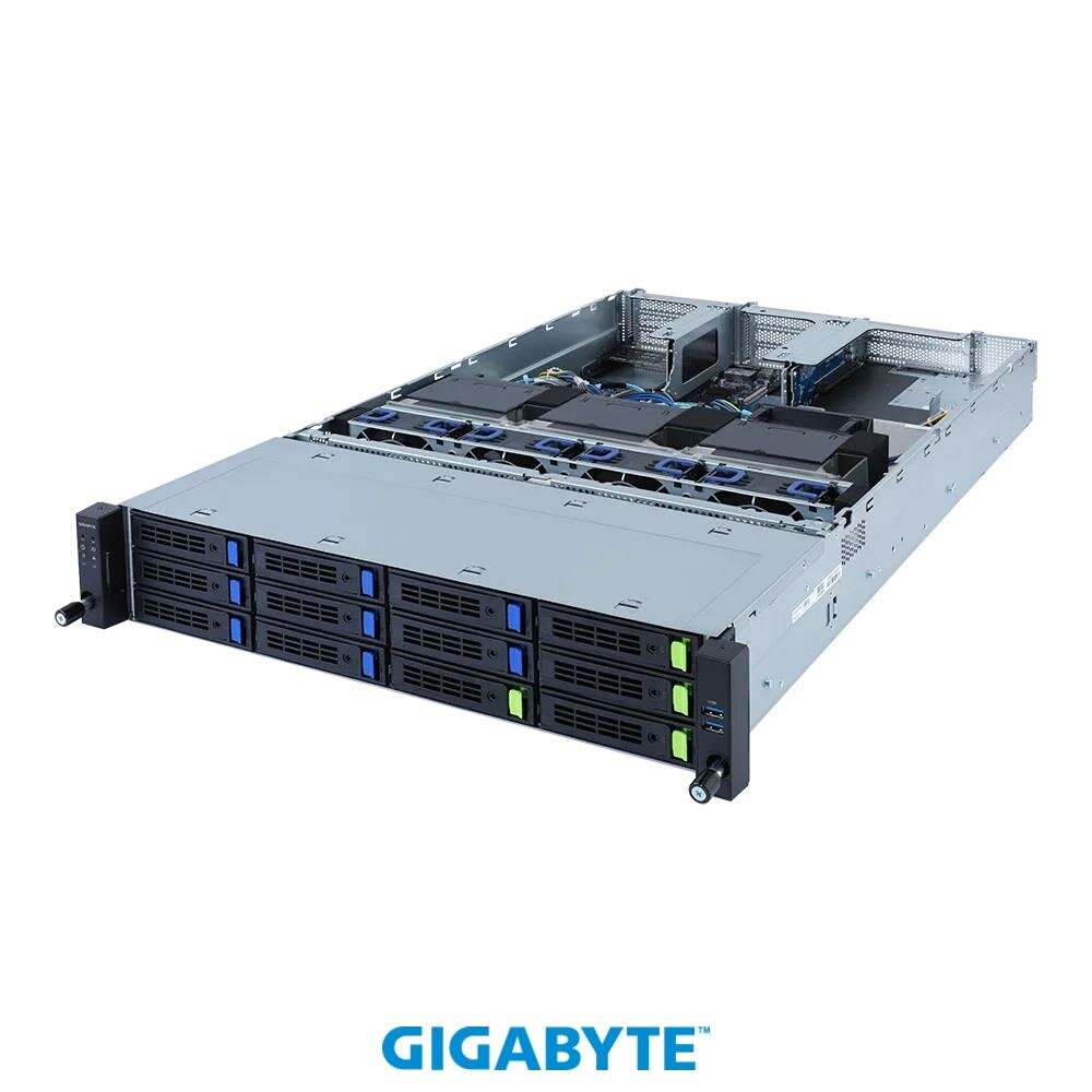 Сервер GIGABYTE R282-G30 (rev. 100) без процессора/без ОЗУ/без накопителей/количество отсеков 2.5" hot swap: 8/количество отсеков 3.5" hot swap: 12/LAN 10 Гбит/c
