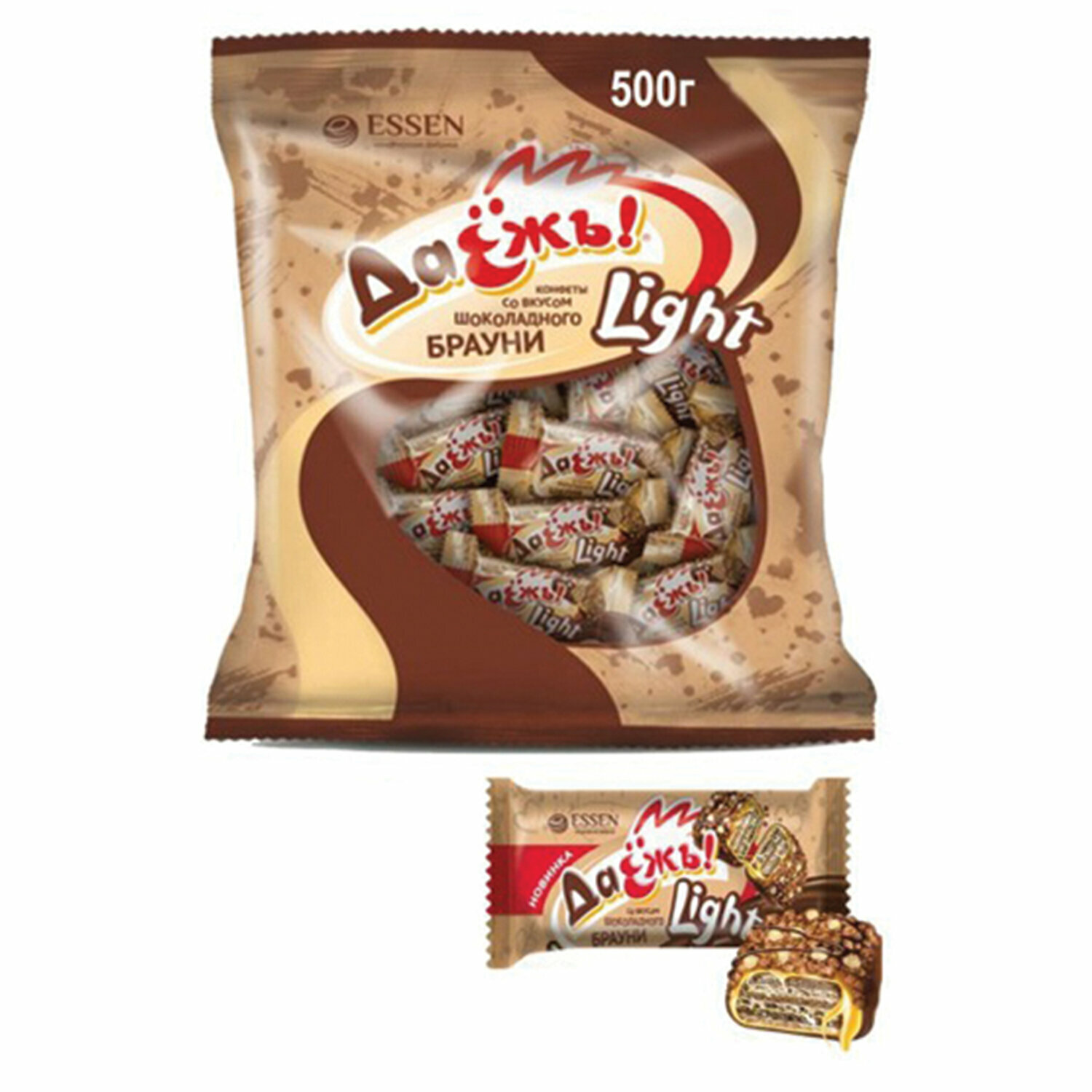Конфеты шоколадные ESSEN «ДаЁжъ!» Light со вкусом шоколадного брауни, 500 г, пакет - фотография № 4