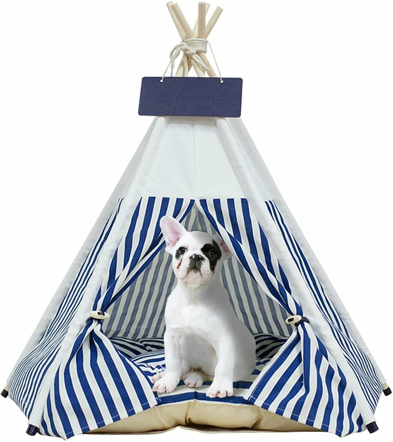 Лежанка-палатка для животных синяя - фотография № 1