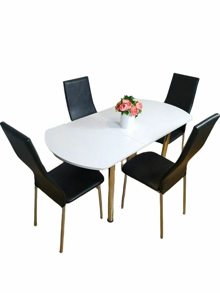 Обеденная группа стол со стульями NGVK Овал Белая лоза и 4 стула Омега цвет Черный - фотография № 7