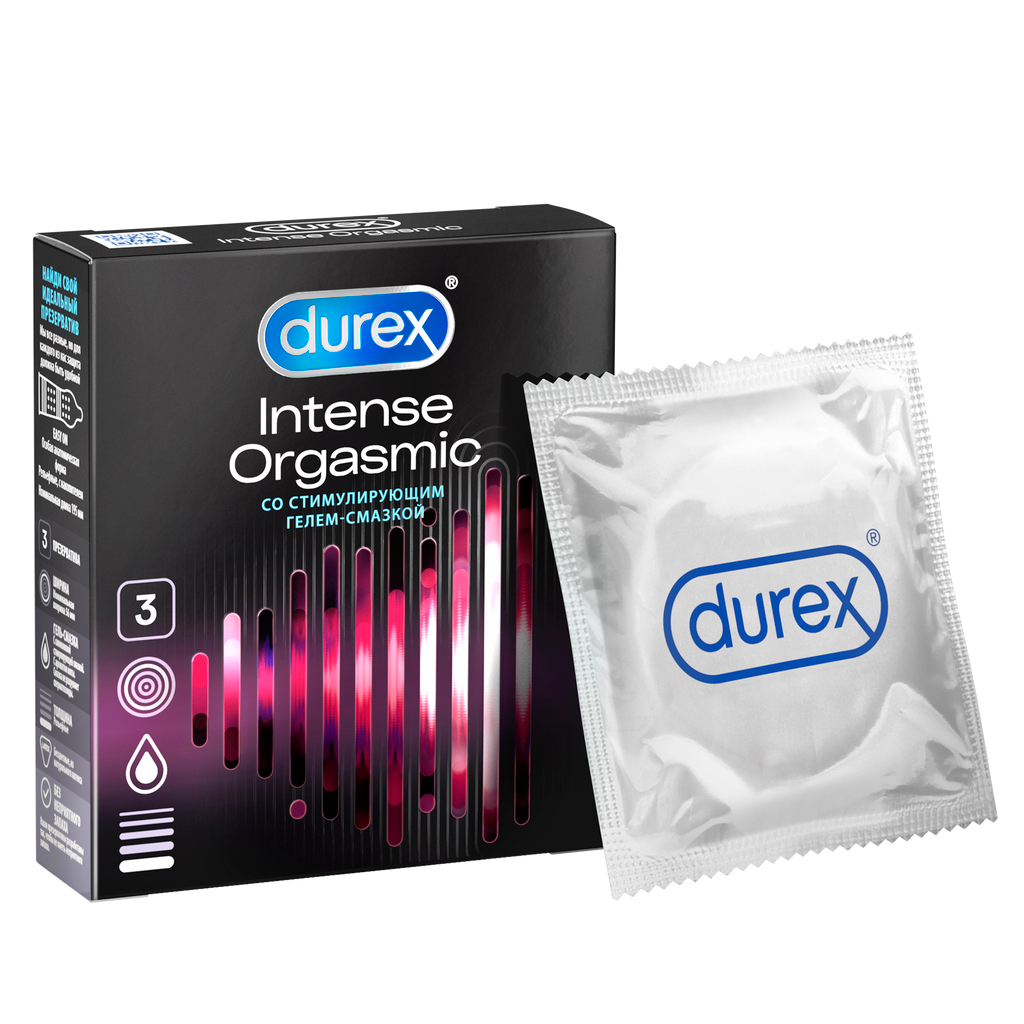 Презервативы Durex Intense Orgasmic с ребристой и точечной структурой, 3 шт