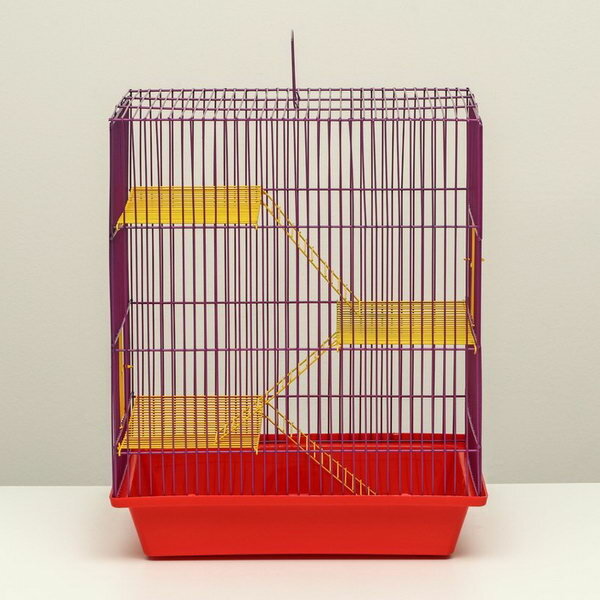 Клетка для грызунов с металлическими полками и лесенками, 41 x 30 x 50 см, красный - фотография № 6