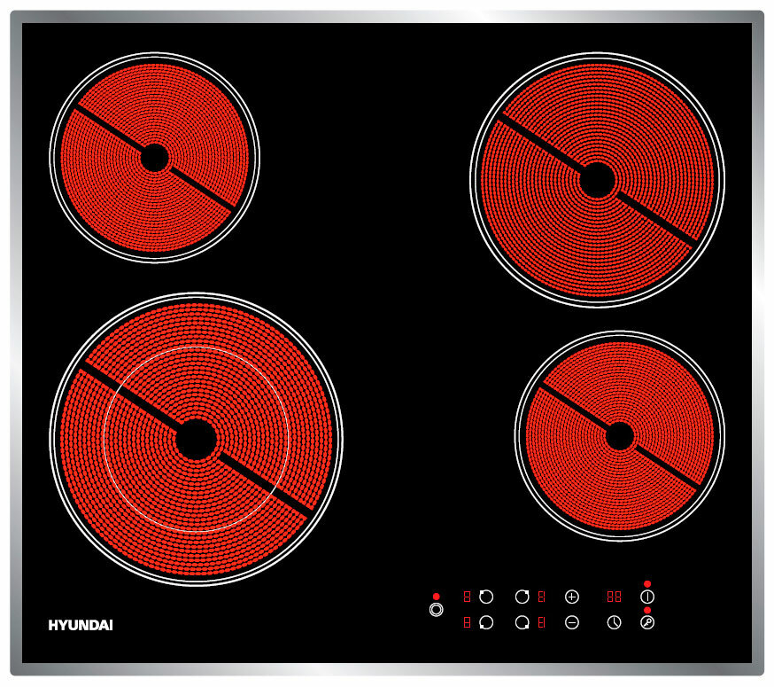Варочные панели HYUNDAI Варочная поверхность Hyundai HHE 6485 IX черный
