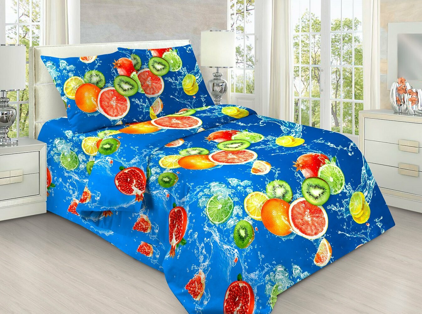 фото Постельное белье Mercury Home Фруктовый коктейль 1.5 СП Бязь 2 наволочки 70x70