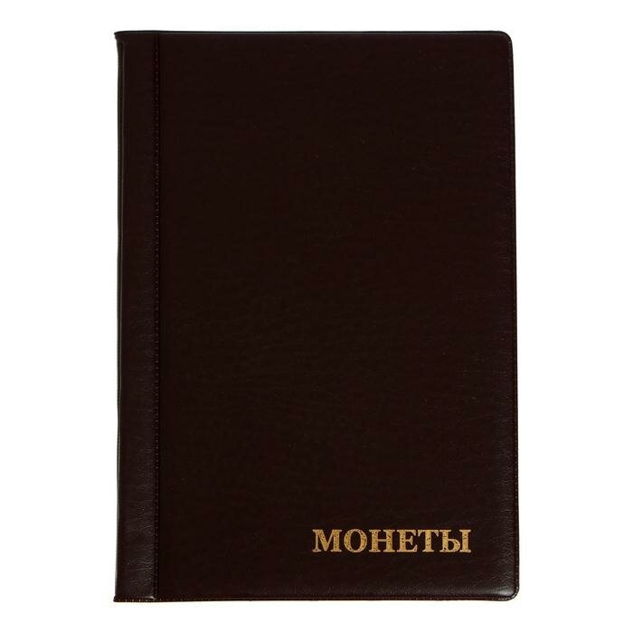 фото Альбом для монет 125 х 185 мм Calligrata "Комби" на 102 монеты, 8 листов, обложка ПВХ, коричневый
