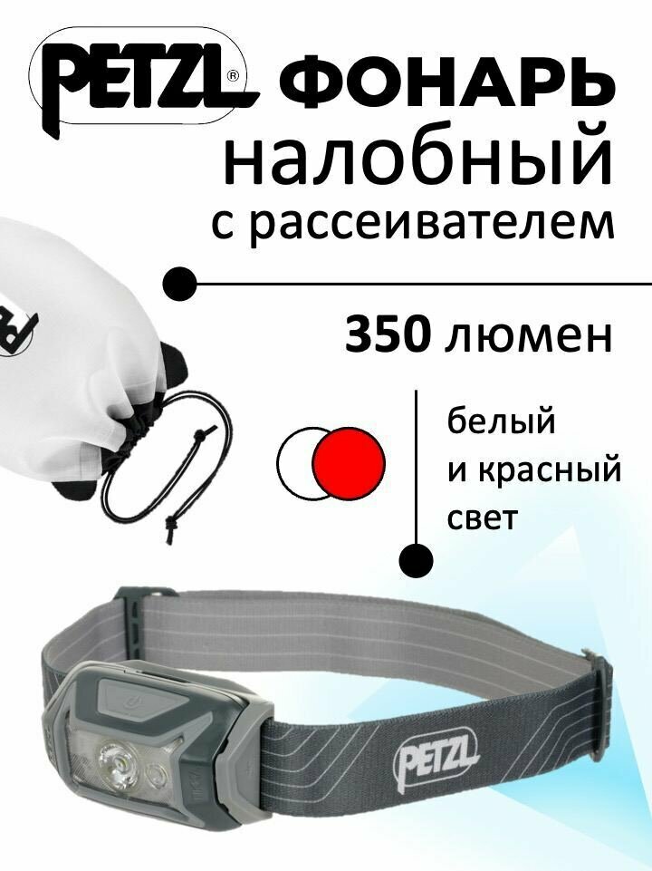 Фонарь налобный Petzl Tikka Gray серый 2022