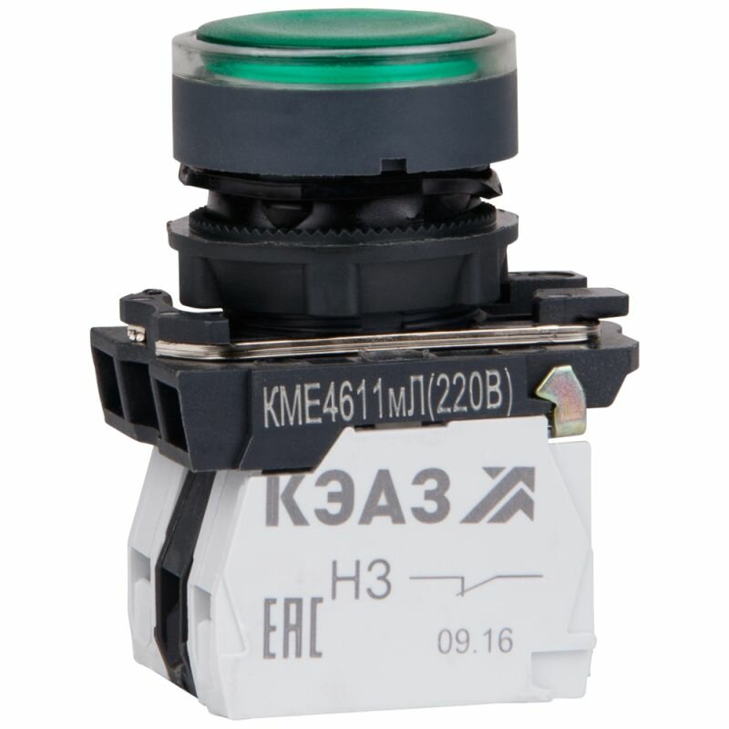 Кнопка КМЕ4122мЛ-24В-зеленый-2но+2нз-цилиндр-индикатор-IP40 КЭАЗ 274302 - фотография № 2