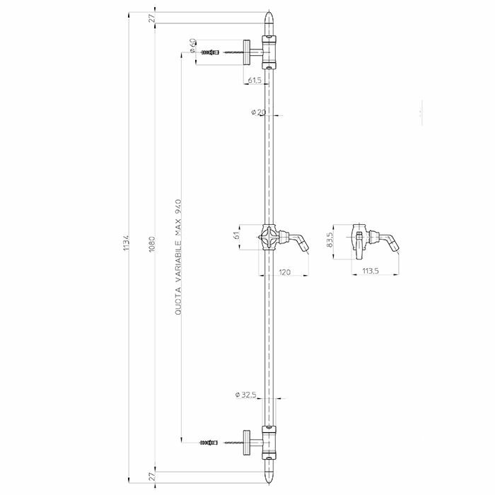 Душевая штанга Bossini Liberty D19000.030 хром - фотография № 2