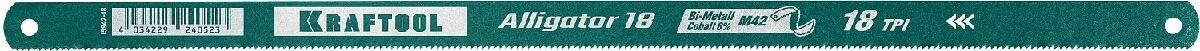 Биметаллическое гибкое полотно по металлу KRAFTOOL 18 TPI, быстрый рез, 300 мм, волнообразная разводка, 1 шт, Alligator-18 (15942-18-1)