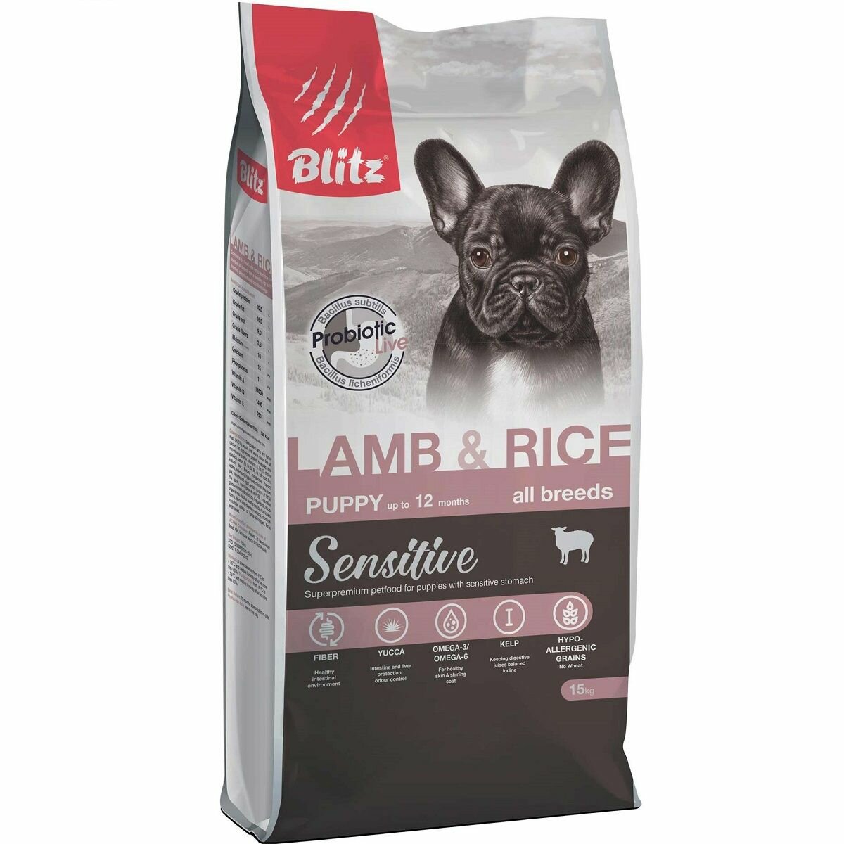 Сухой корм BLitz Sensitive Lamb & Rice Puppy All Breeds для щенков всех пород с ягнёнком и рисом, 15кг