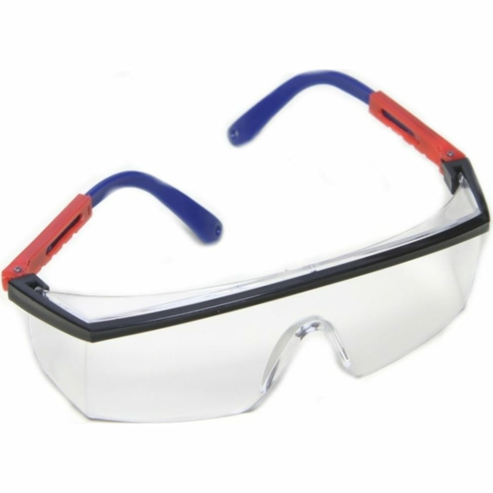 Защитные очки Профессионал прозрачные с сине-красной JL-D014-1 оправой 079033