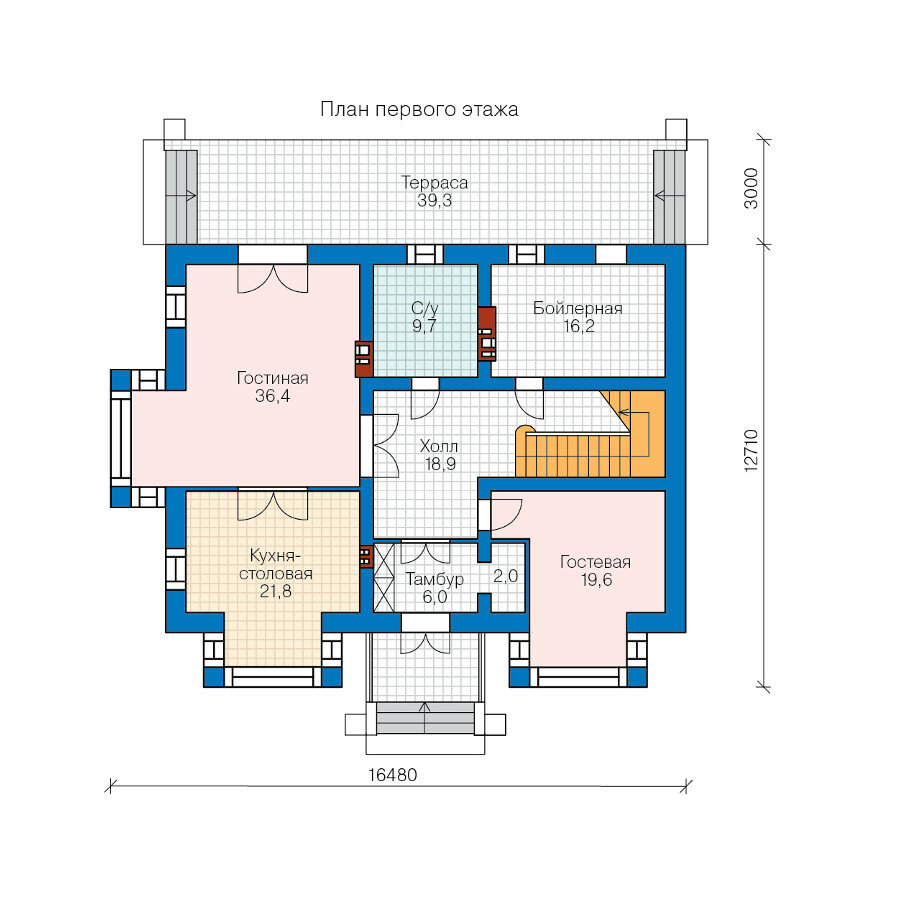 40-34L-Catalog-Plans - Проект двухэтажного кирпичного дома с террасой - фотография № 2