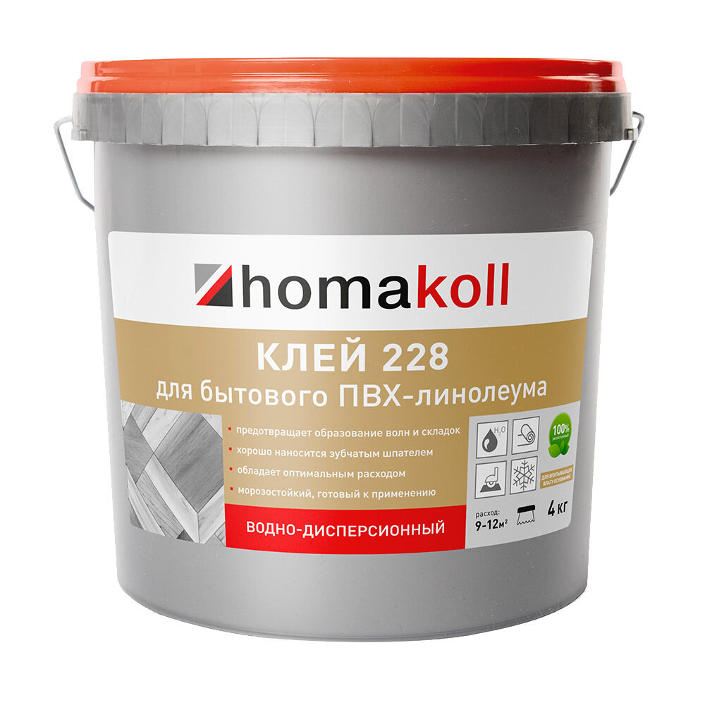 фото Клей акриловый для бытового ПВХ-линолеума Homa Homakoll 228 4 кг