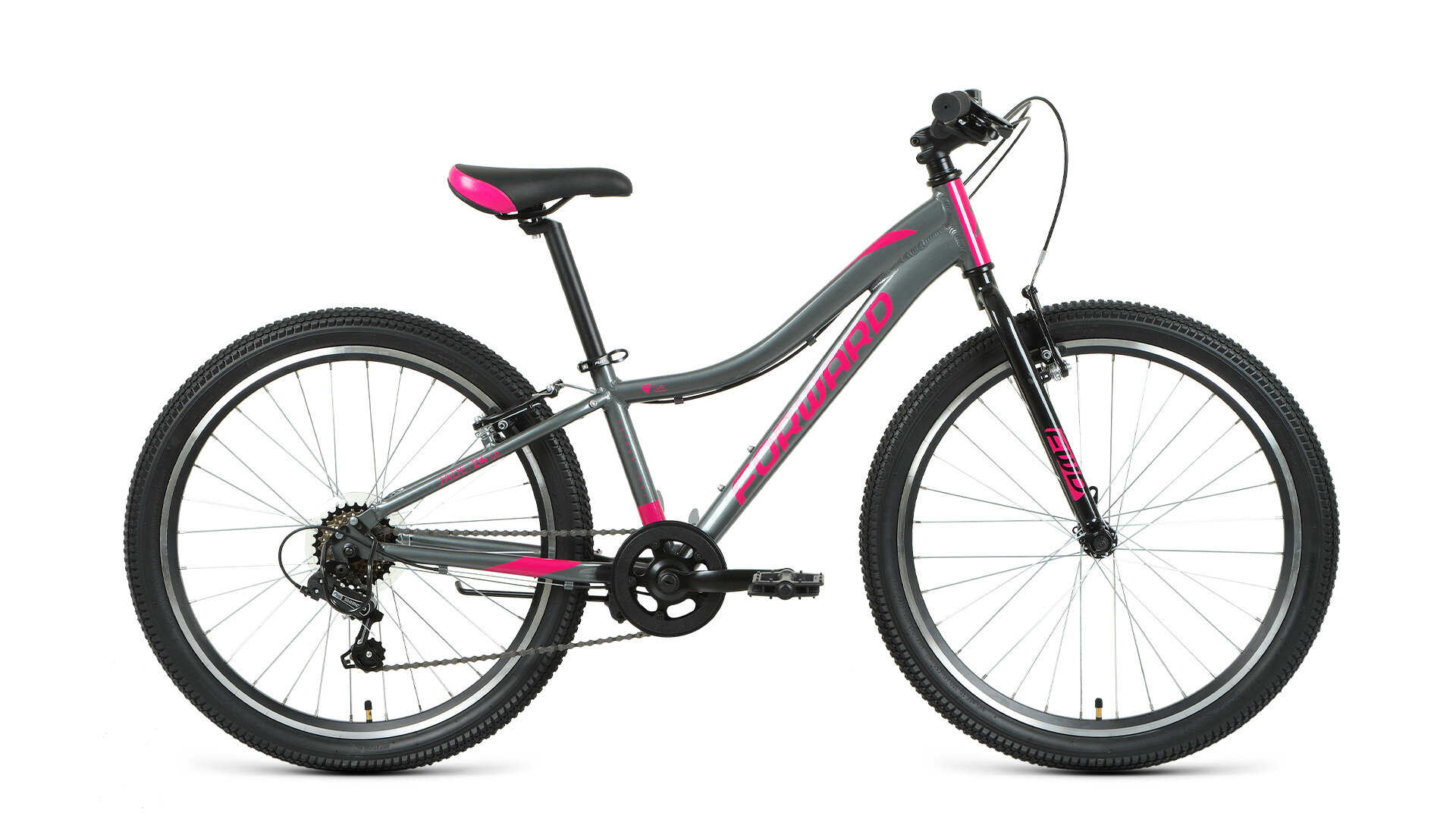 Велосипед 24 FORWARD JADE 1.0 (7-ск.) 2022 (рама 12) серый/розовый