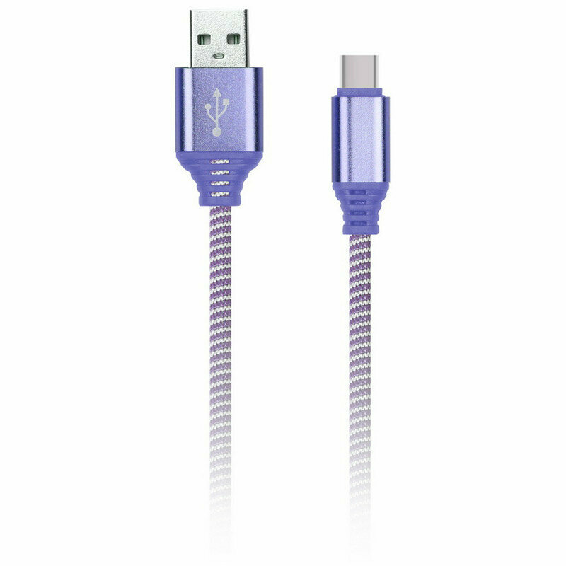 Кабель Smartbuy iK-3112NS, USB2.0 (A) - Type C, в оплетке, 2A output, 1м, фиолетовый, 321354