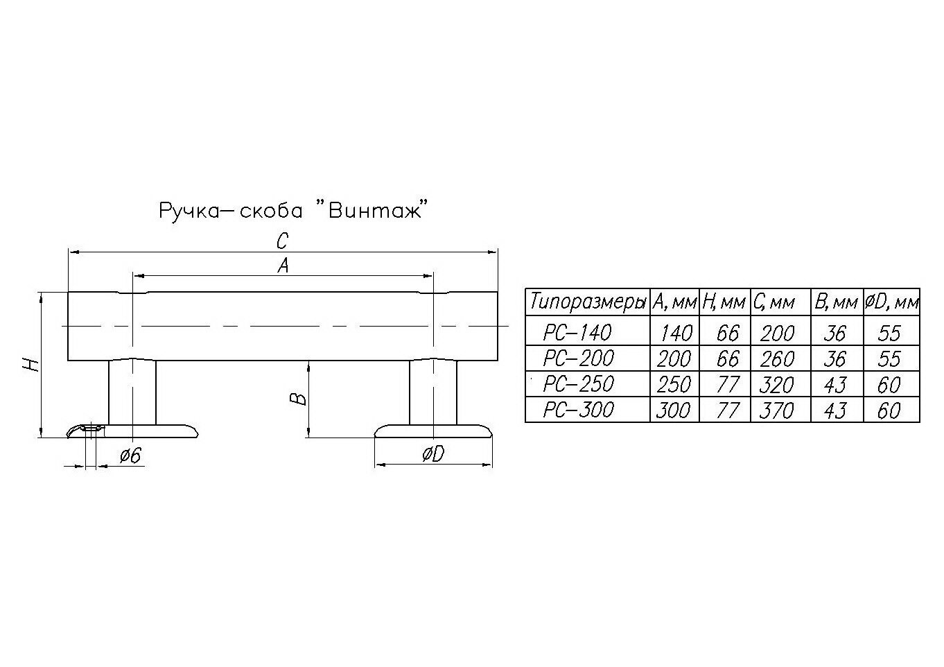 Ручка скоба Винтаж ноэз PC300-S оксид (300мм) - фотография № 2