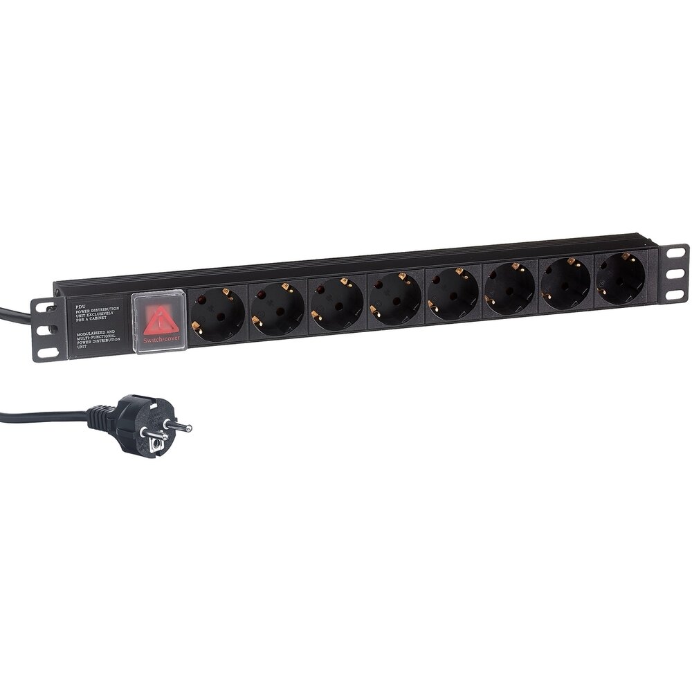 Exegate Ex280841rus Блок розеток ExeGate ServerPro PDU-19H802 Al-8S-EU1.8-SW, 19",1U,алюм, 8Schuko,