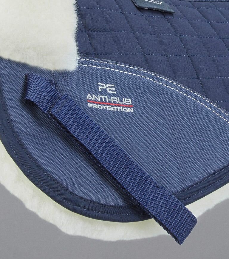 Вальтрап для лошади из мериносовой шерсти Saddle Pad - Half Pad (сине-белый) - фотография № 5