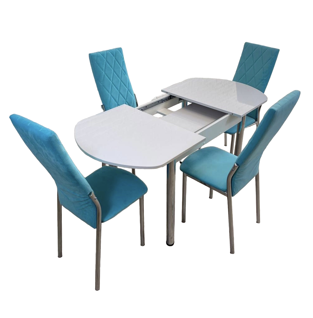 Обеденная группа стол NGVK Хогарт Серый и 4 стула Омега 2 цвет Голубой - фотография № 3