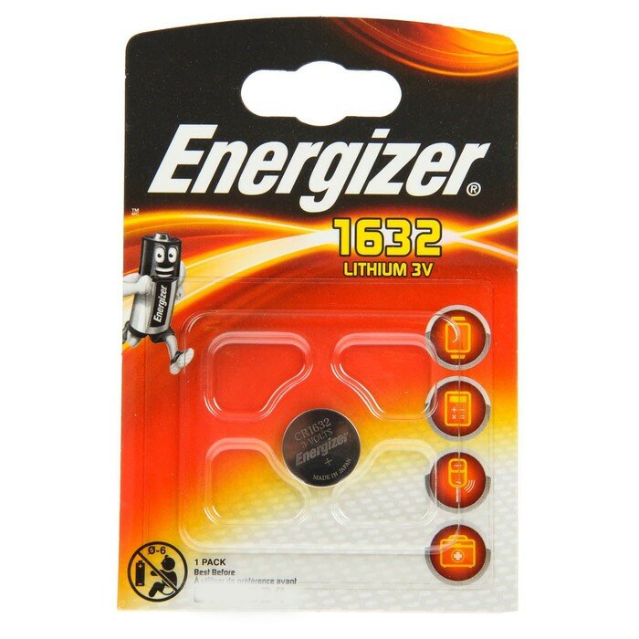 Батарейка литиевая Energizer CR1632-1BL 3В блистер 1 шт.