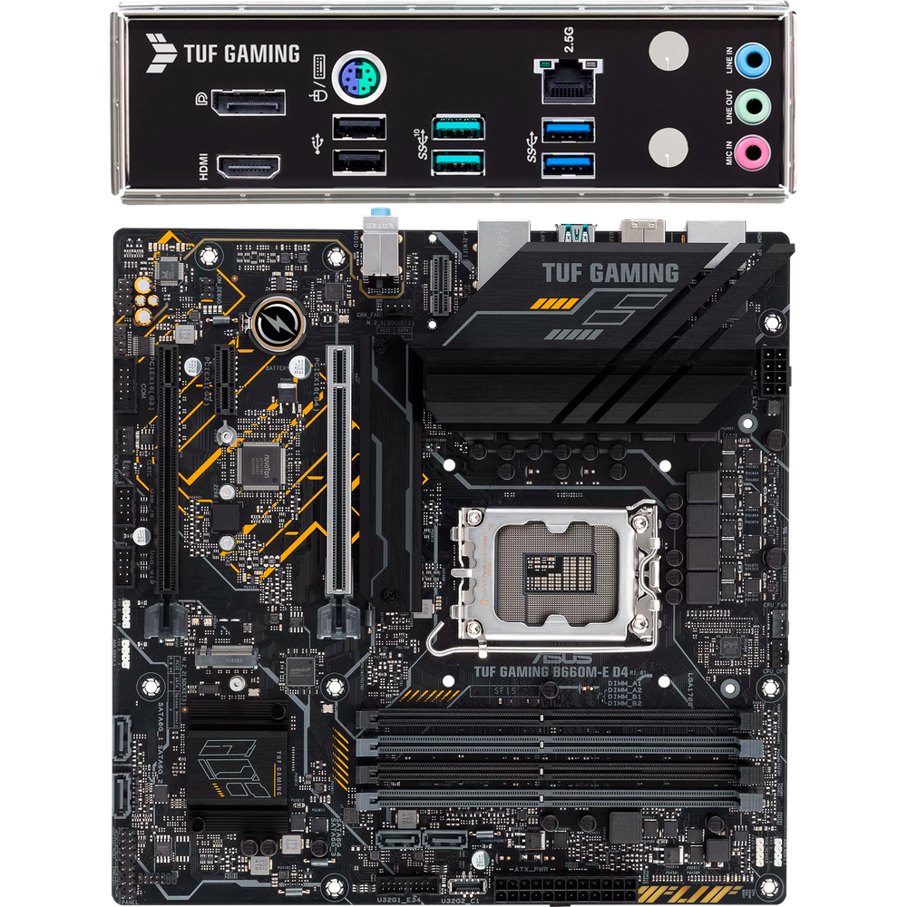 Материнская плата ASUS TUF Gaming B660M-E D4 B660 Socket-1700 4xDDR4, 4xSATA3, RAID, 2xM.2, 2xPCI-E16x, 4xUSB3.2, DP, HDMI, 2.5Glan, mATX