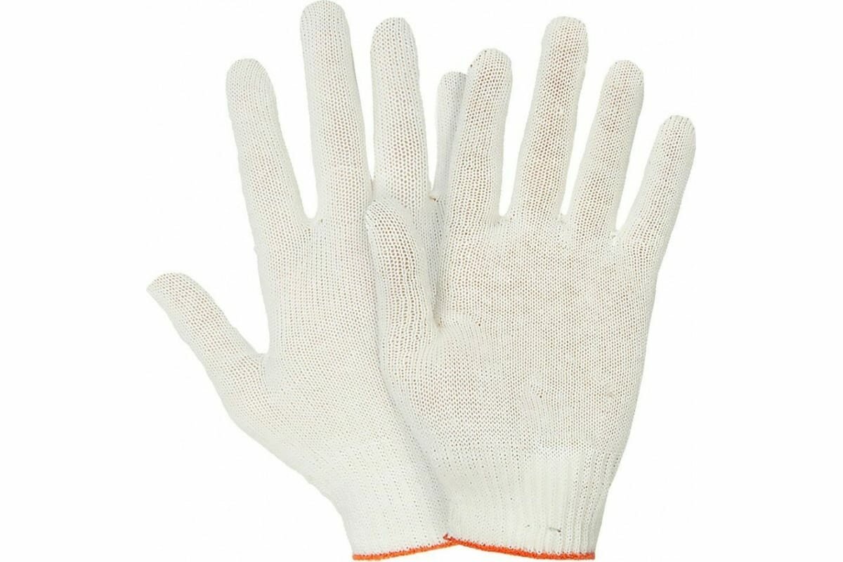 Трикотажные перчатки кордленд хлопок, 4-х нитка, белые, 10-й класс, M, 30-35 гр, без покрытия PER-00027