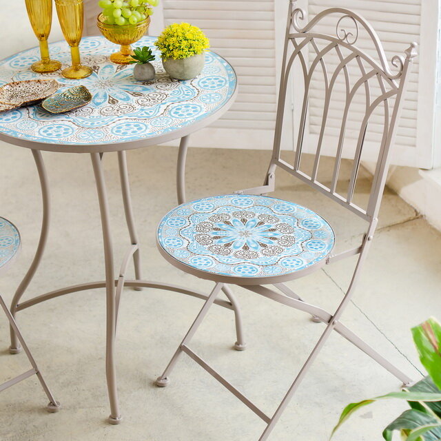 Kaemingk Складной стул с мозаикой Лионель 90*46*39 см металл 9806218