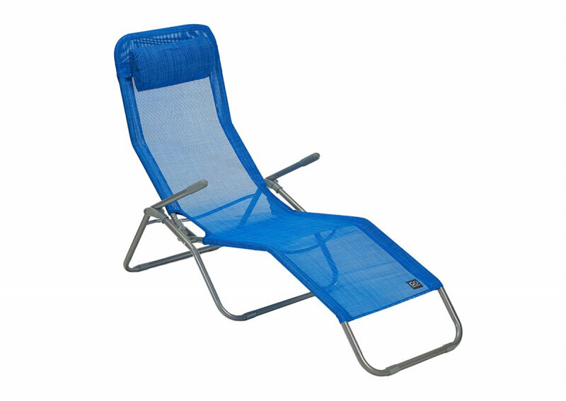 Шезлонг складной GoGarden COMFY PLUS, садовый,143х60х97 см, синий - фотография № 1