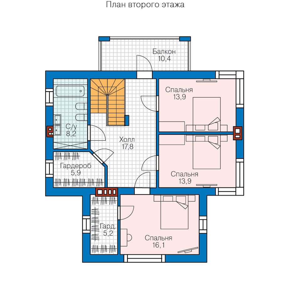 62-40-Catalog-Plans - Проект двухэтажного дома из газобетона с террасой - фотография № 3