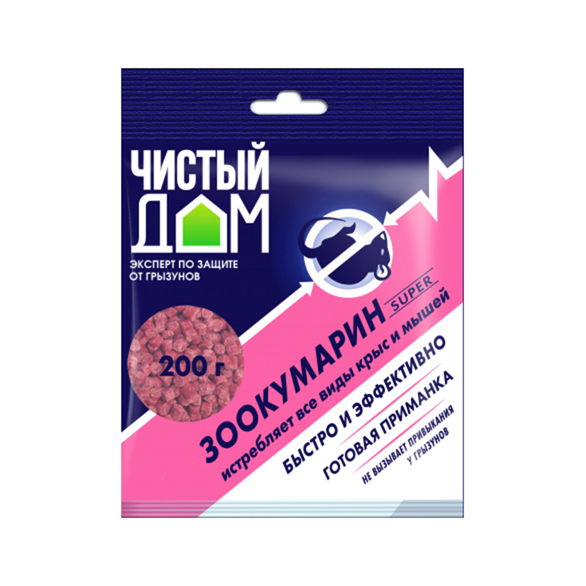 Средство от крыс и мышей Чистый дом Зоокумарин супер, гранулы, 50 г