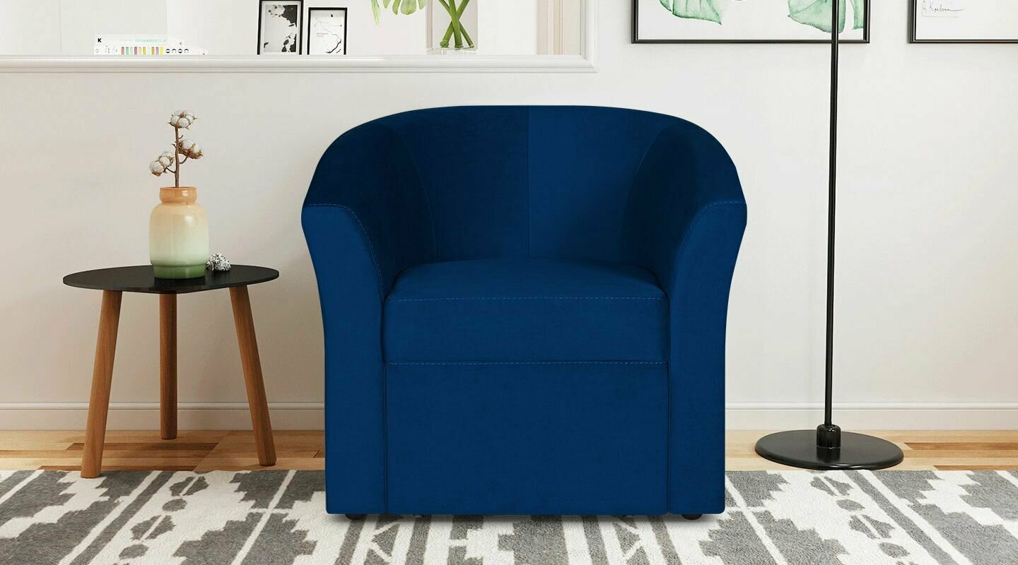 Кресло Андерсен с пуфом 71х79х73 см, Синий велюр - фотография № 6