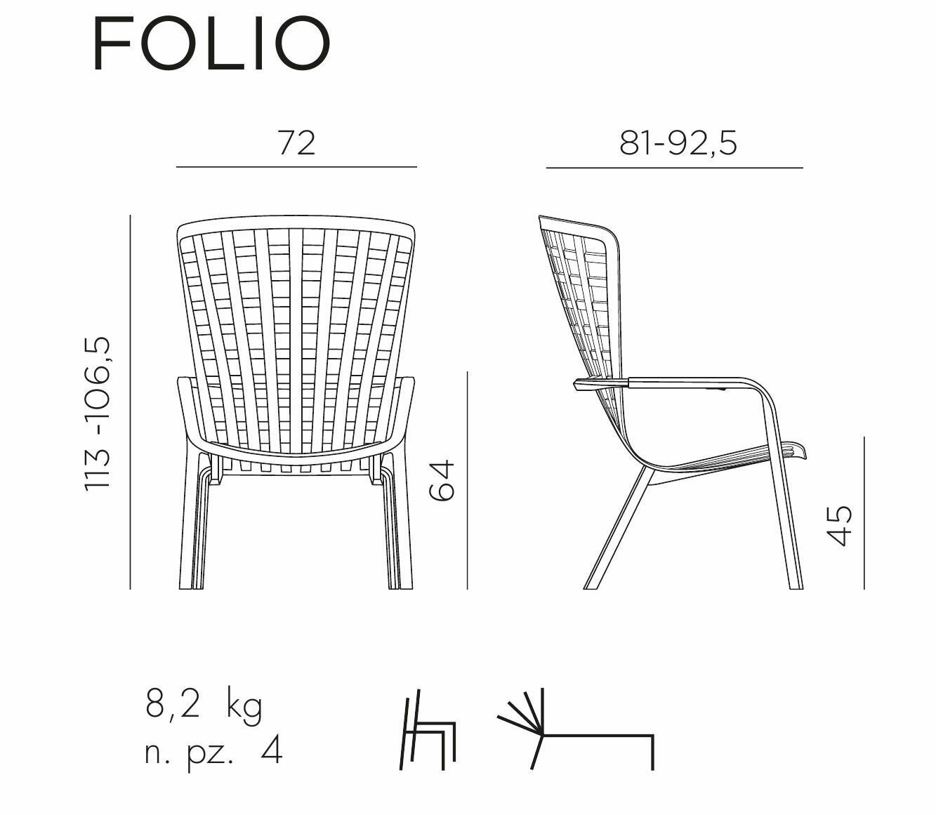 Лаунж-кресло пластиковое с подушкой ReeHouse Folio Табак, Голубой - фотография № 6