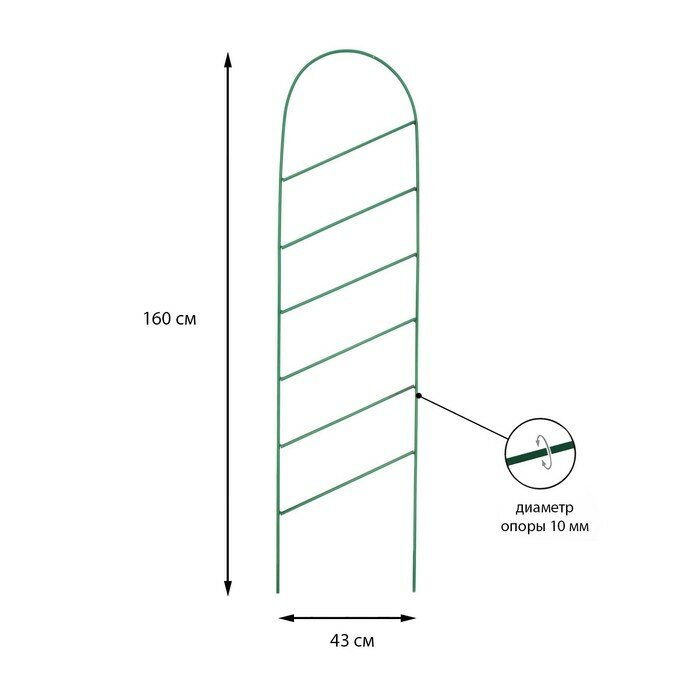Шпалера, 160 × 43 × 1 см, металл, зелёная, «Линия» - фотография № 1