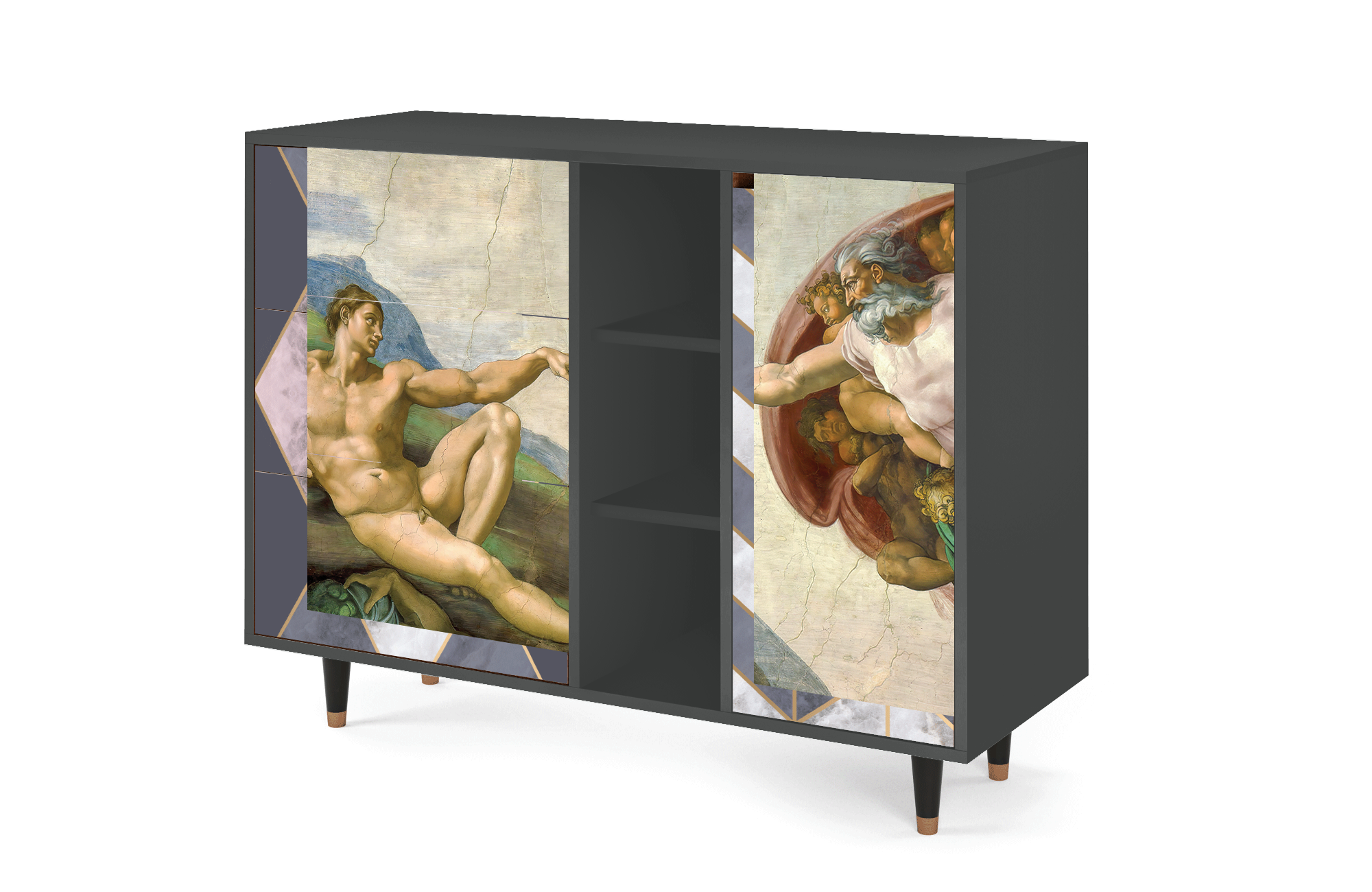 Комод - STORYZ - BS2 The Creation of Adam by Michelangelo, 125 x 97 x 48 см, Антрацит - фотография № 3