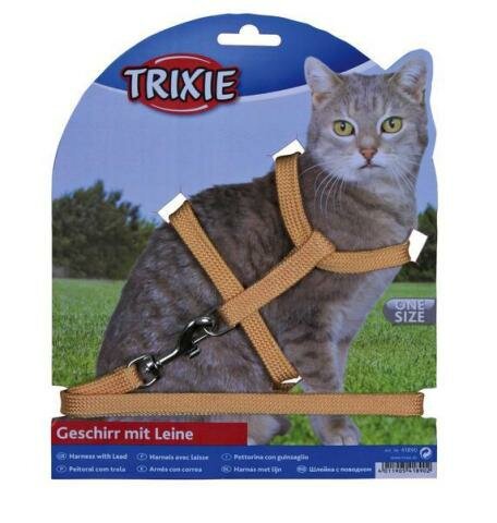 TRIXIE шлейка для кошек с поводком, нейлон, 22 – 42 см/10 мм (1 шт) - фотография № 1