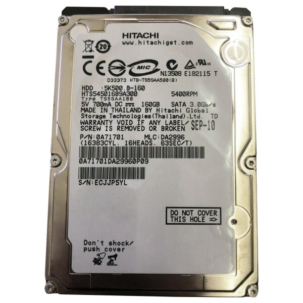 Жесткий диск 25" HITACHI 160 GB SATA