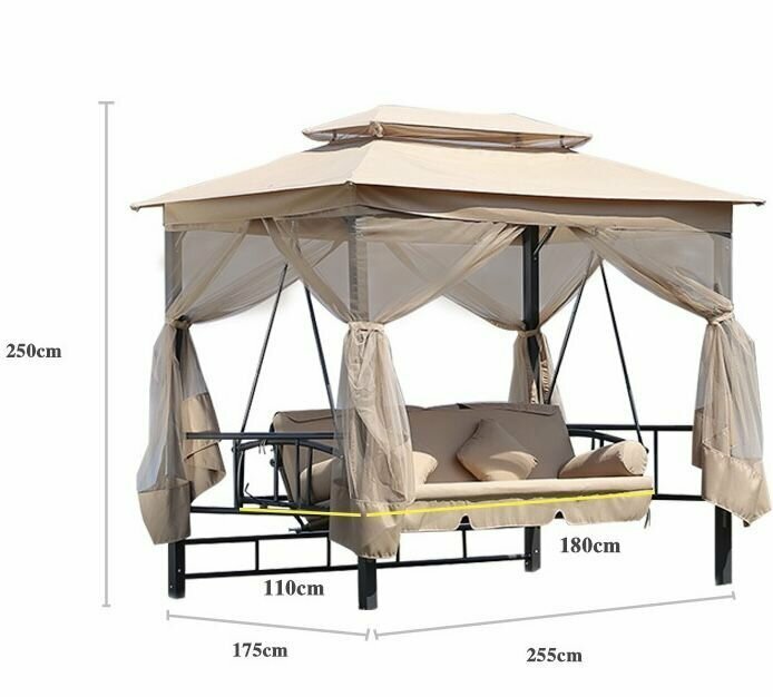 Качеля садовая 250х175х255см раскладывается в кровать - фотография № 7
