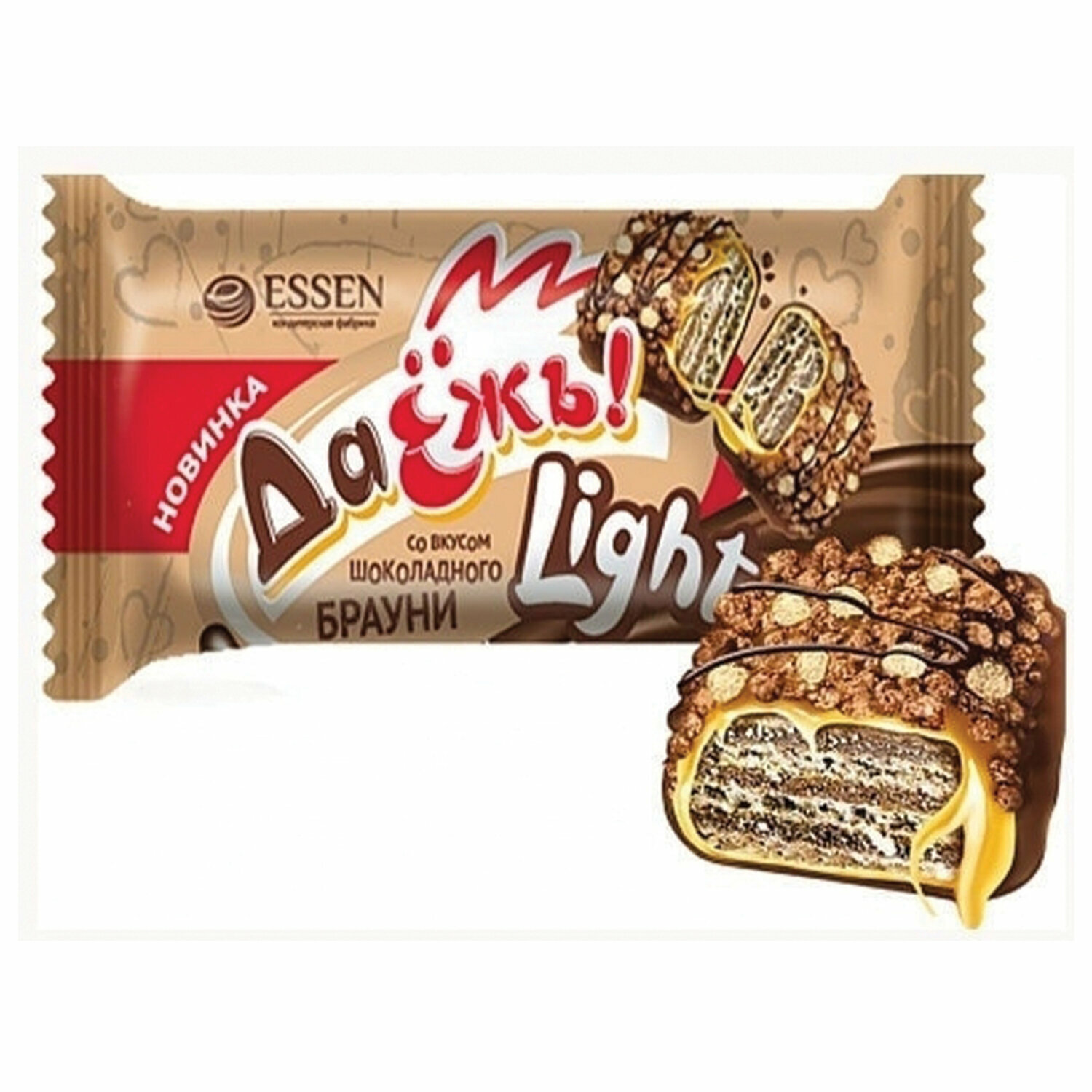 Конфеты шоколадные ESSEN ДаЁжъ! Light со вкусом шоколадного брауни, 500 г, пакет - фотография № 1