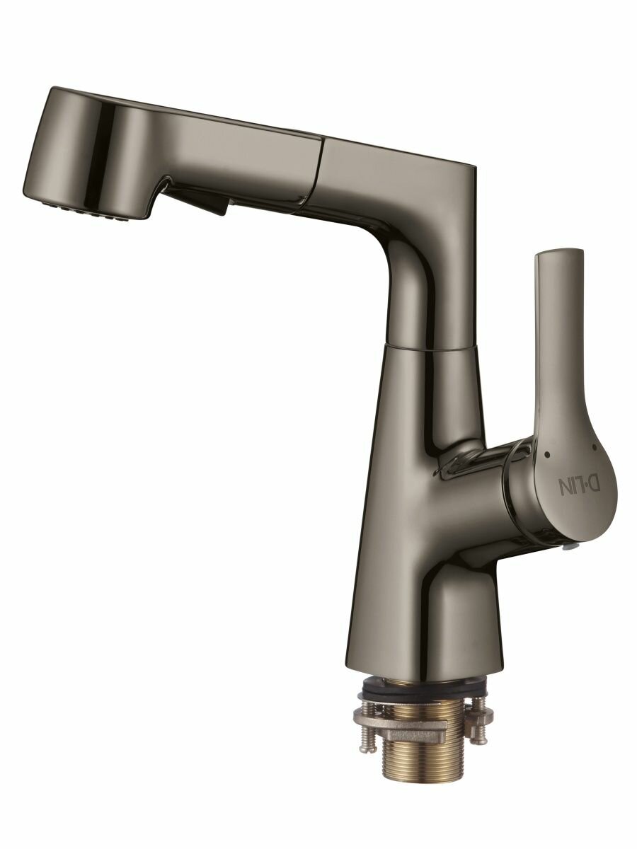 фото Смеситель для раковины D-lin D158374-S с выдвижным изливом, графит