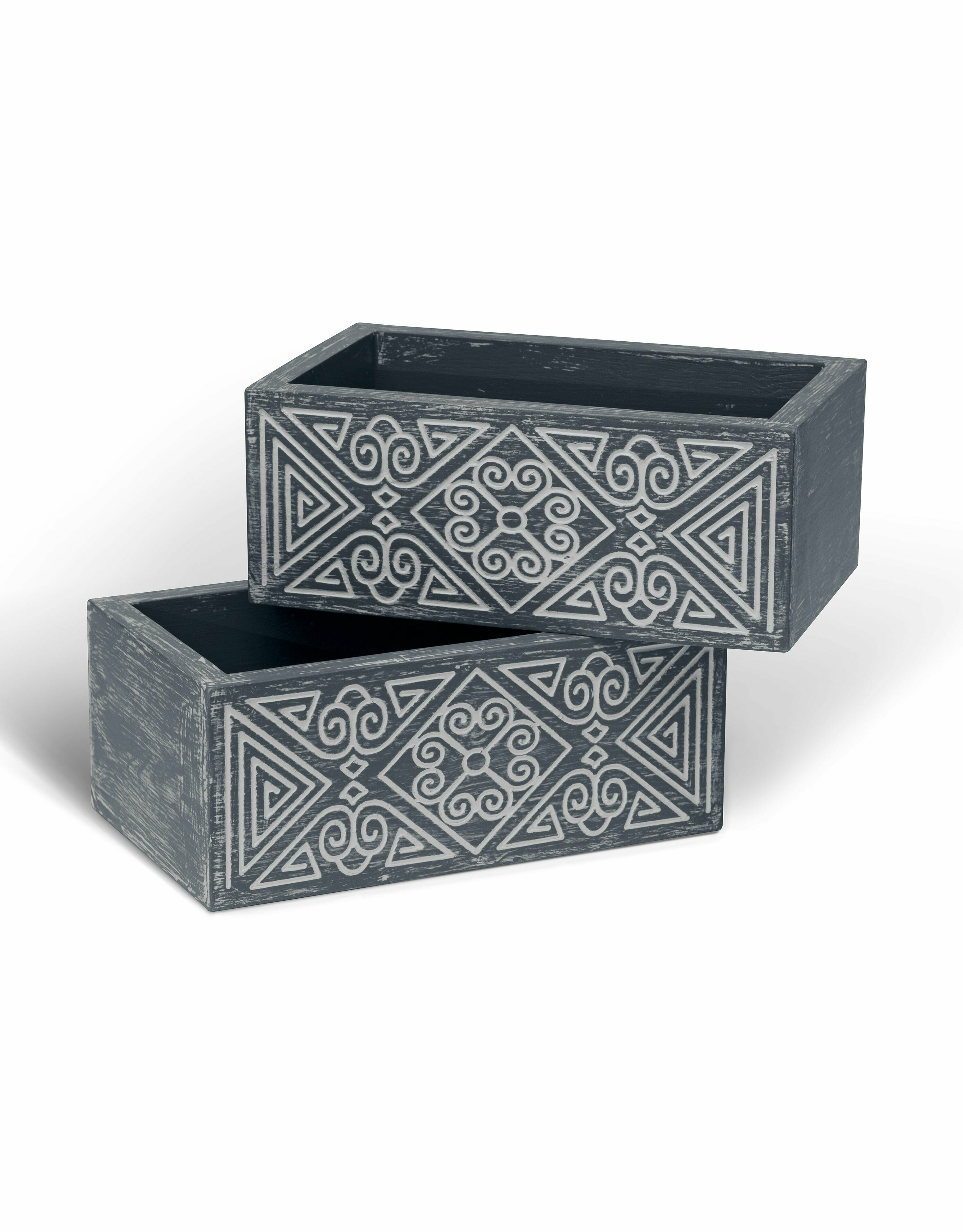 Деревянный ящик органайзер Papua Grey для организации и хранения 30х18 см, короб для кухни, подставка для специй, кашпо для цветов - фотография № 6