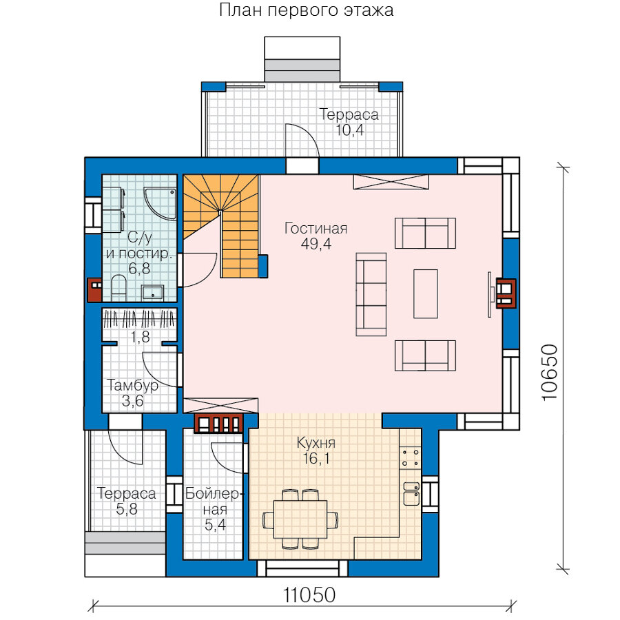 62-40-Catalog-Plans - Проект двухэтажного дома из газобетона с террасой - фотография № 2