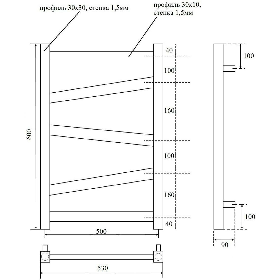 Полотенцесушитель электрический Point Феникс PN15156BE П5 500x600 левый/правый, черный - фотография № 2