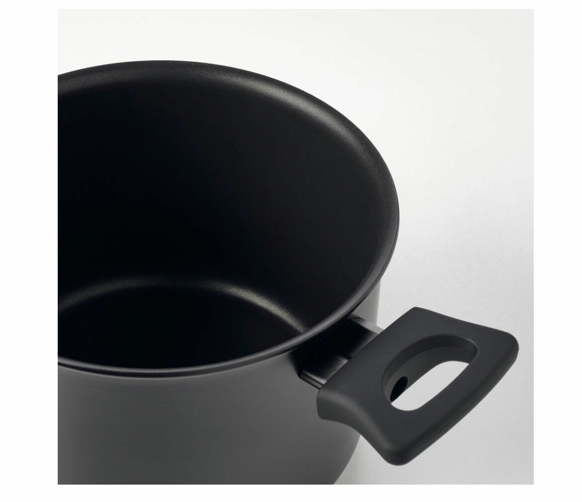 HEMLAGAD кастрюля с крышкой, объем 3 л, цвет черный - фотография № 2