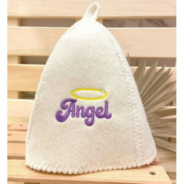Шапка банная классическая с вышивкой «Angel»