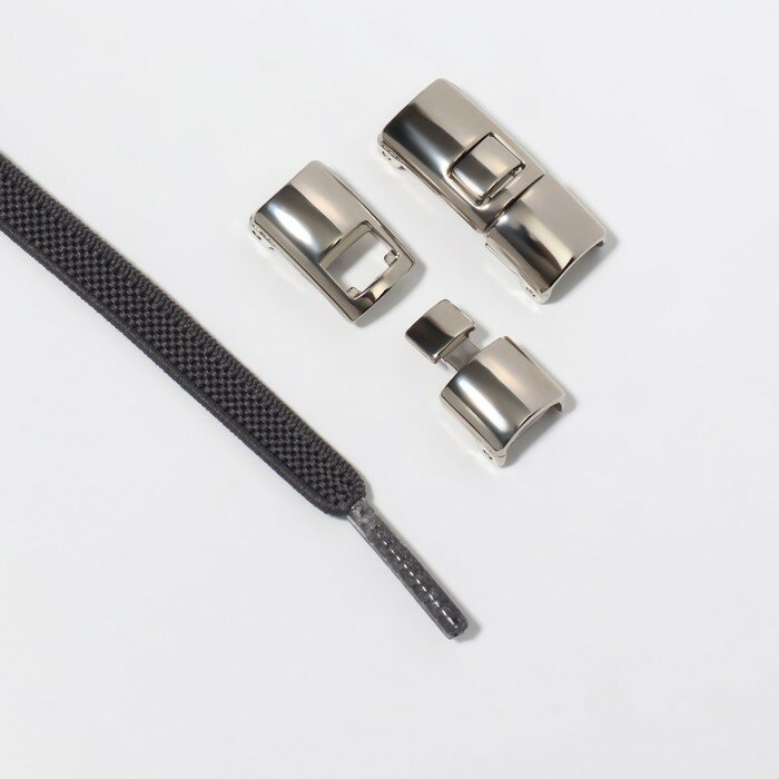 Фиксатор для шнурков, пара, размер 2,6 см х 2 см х 0,7 см, цвет серебристый - фотография № 2