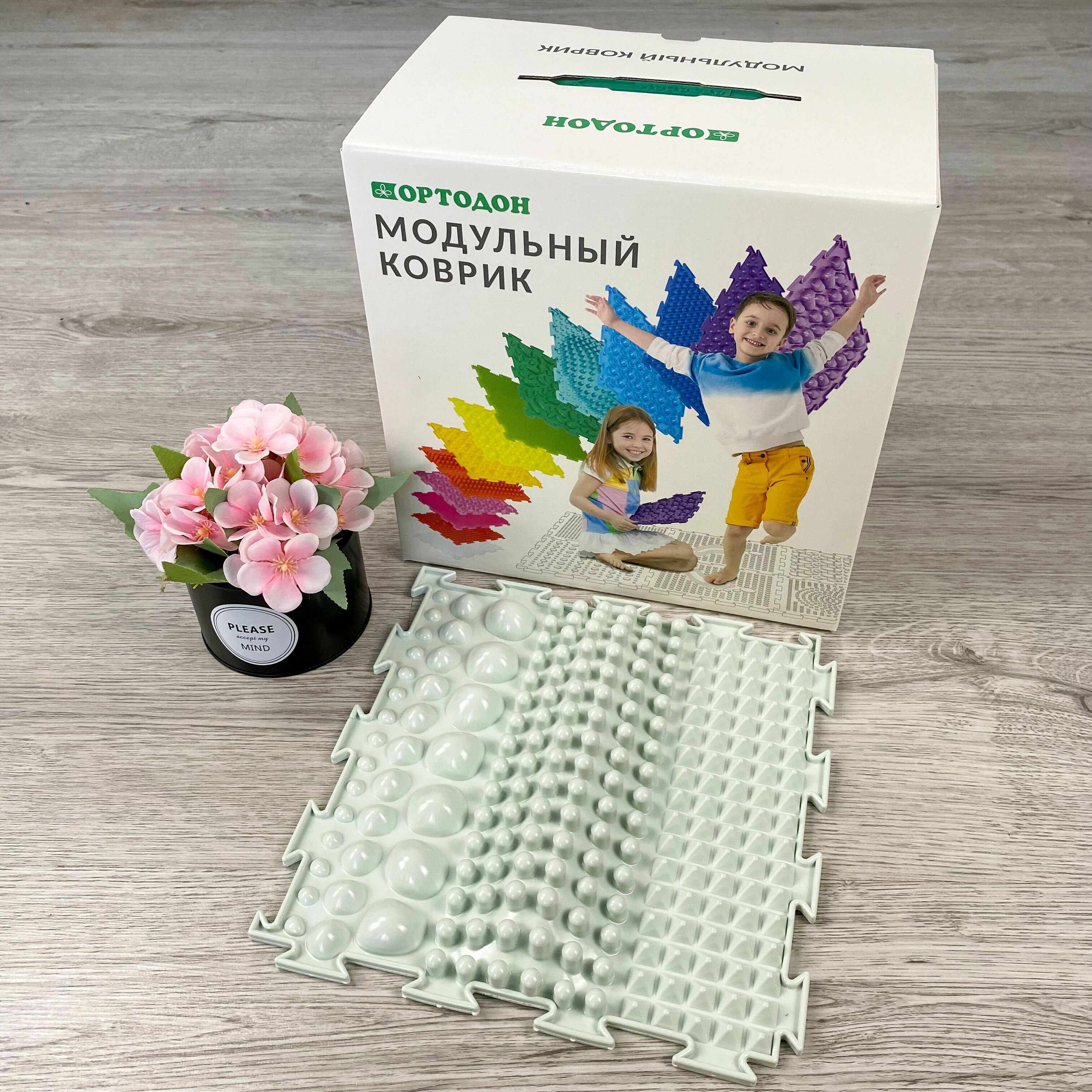 фото Ортодон модульный коврик пазл "Три тропинки" (3в1), серый, 25 х 25 см