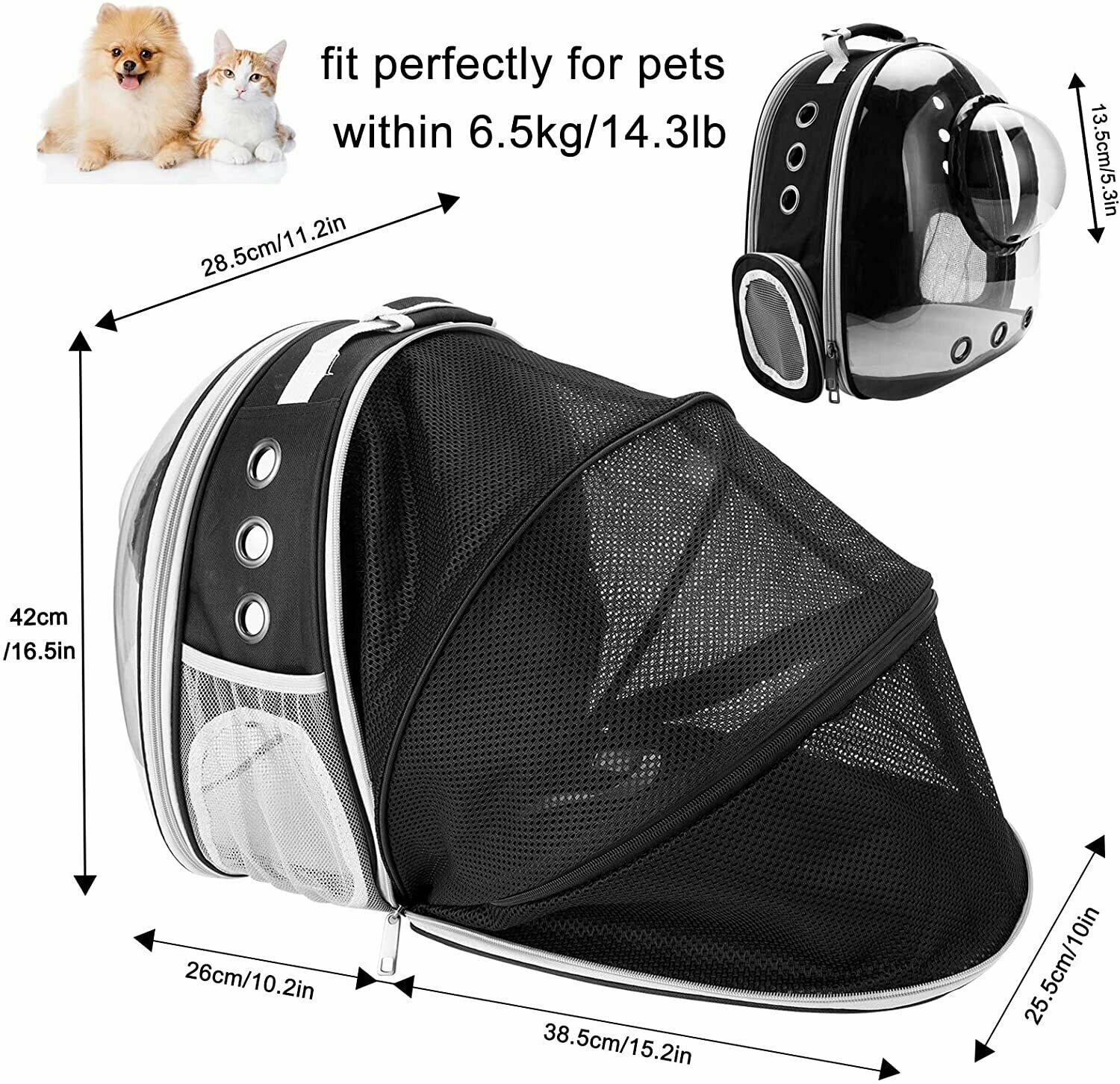 Прозрачный рюкзак-переноска для кошем и маленьких собак - фотография № 5