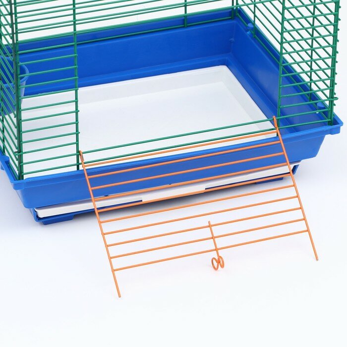 Клетка для птиц (с наполнением), 35 х 28 х 52 см, синий - фотография № 4