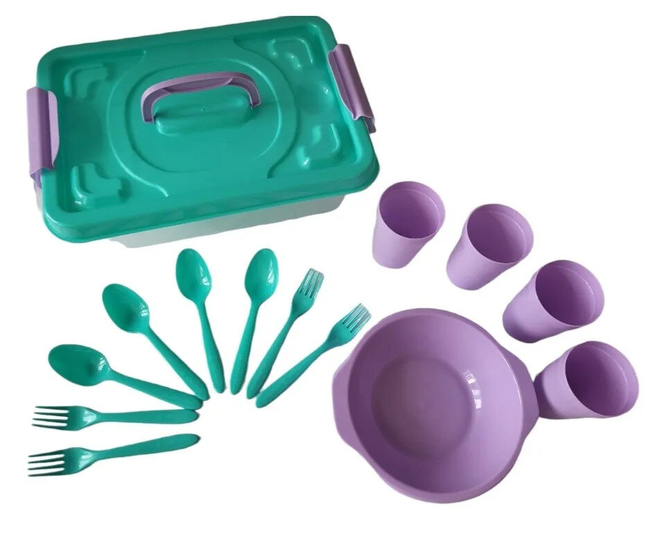 Набор посуды для пикника на 4 персоны ( 17 предметов) - фотография № 2