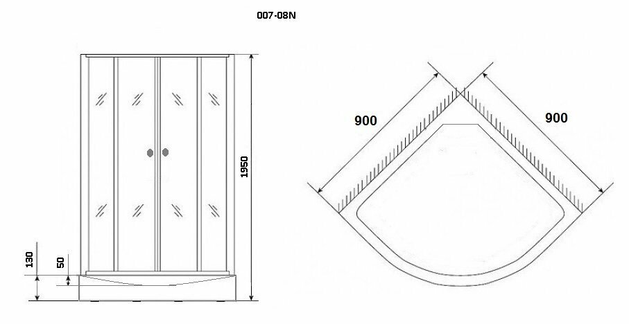 Душевой уголок Niagara NG- 007-14N (900х900х1950) низкий поддон(13см) стекло матовое